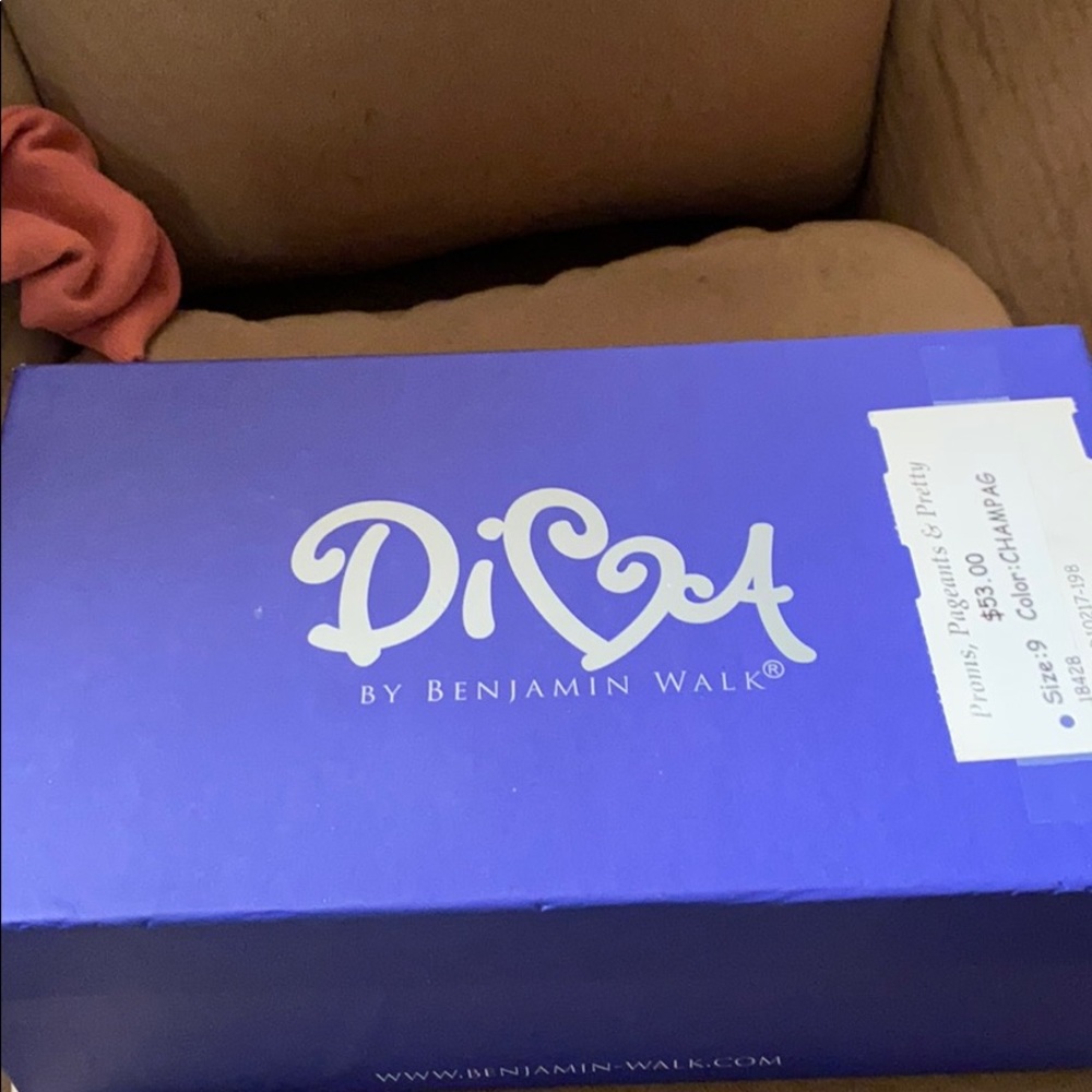 Champagne colored heeled with embellishments